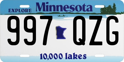 MN license plate 997QZG