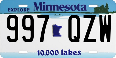 MN license plate 997QZW