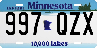 MN license plate 997QZX