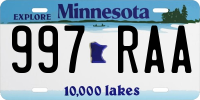 MN license plate 997RAA