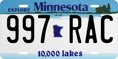 MN license plate 997RAC