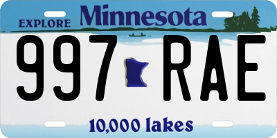 MN license plate 997RAE