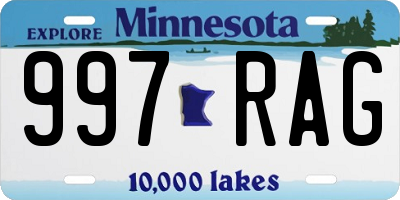 MN license plate 997RAG