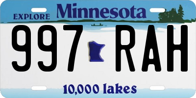 MN license plate 997RAH
