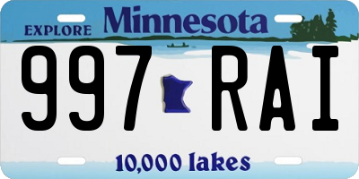 MN license plate 997RAI