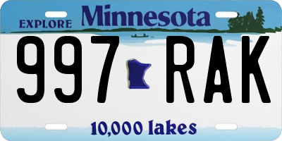 MN license plate 997RAK