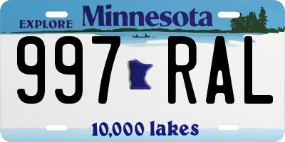 MN license plate 997RAL