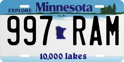 MN license plate 997RAM