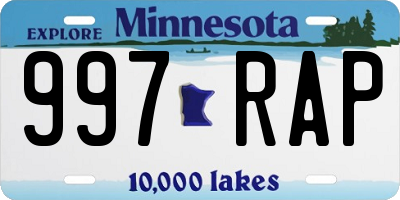MN license plate 997RAP