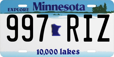 MN license plate 997RIZ