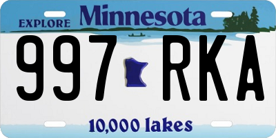 MN license plate 997RKA