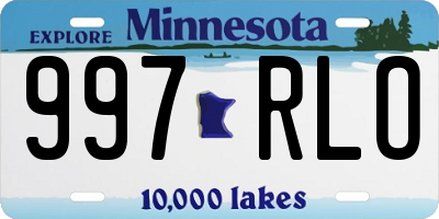 MN license plate 997RLO