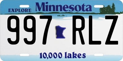 MN license plate 997RLZ