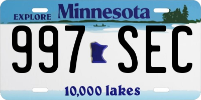 MN license plate 997SEC
