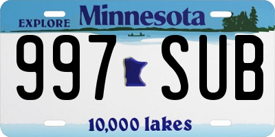 MN license plate 997SUB