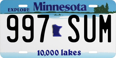 MN license plate 997SUM