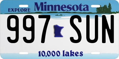 MN license plate 997SUN