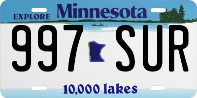 MN license plate 997SUR