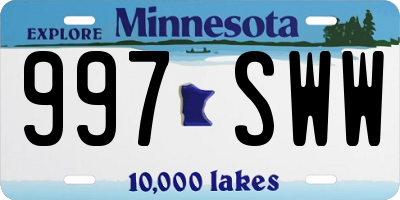 MN license plate 997SWW