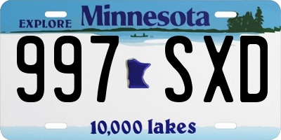 MN license plate 997SXD