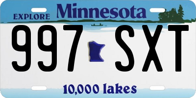 MN license plate 997SXT