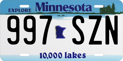MN license plate 997SZN
