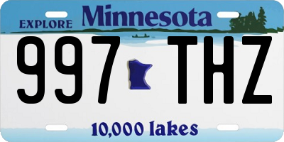 MN license plate 997THZ