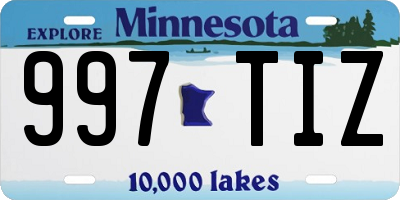MN license plate 997TIZ