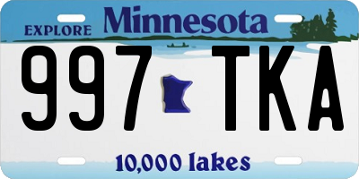 MN license plate 997TKA