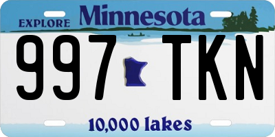 MN license plate 997TKN