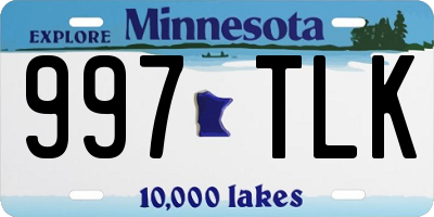 MN license plate 997TLK