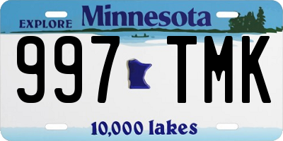 MN license plate 997TMK
