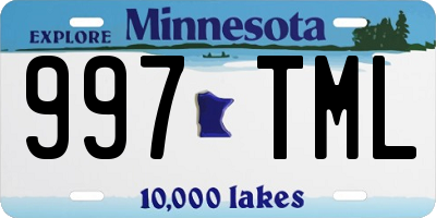 MN license plate 997TML