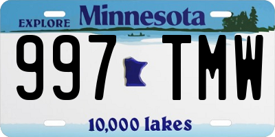 MN license plate 997TMW