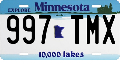 MN license plate 997TMX