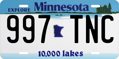 MN license plate 997TNC