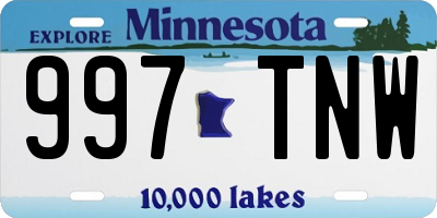 MN license plate 997TNW