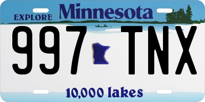 MN license plate 997TNX