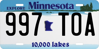 MN license plate 997TOA