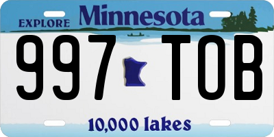 MN license plate 997TOB