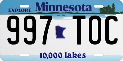 MN license plate 997TOC
