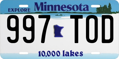 MN license plate 997TOD