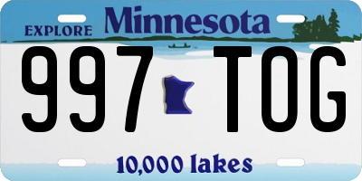 MN license plate 997TOG