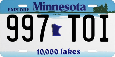 MN license plate 997TOI
