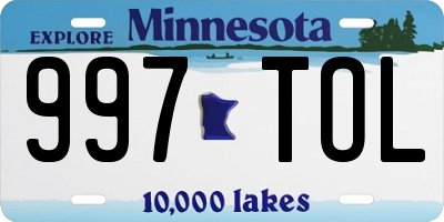 MN license plate 997TOL