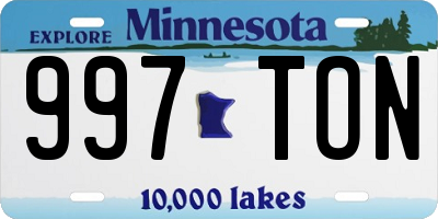 MN license plate 997TON