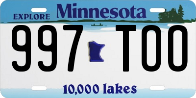 MN license plate 997TOO