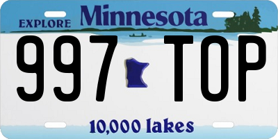 MN license plate 997TOP
