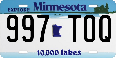 MN license plate 997TOQ