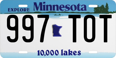 MN license plate 997TOT